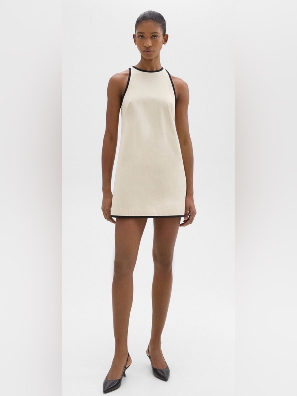 NWT Theory Cream Mini Dress with Black Trim 8